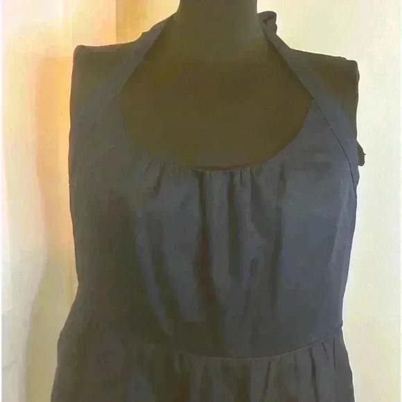 J Crew Womens 8 Lined Navy Halter Dress Madeleine Cotton Cady Pockets Side Zip - Picture 4 of 12